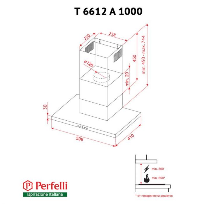 Витяжка Perfelli T 6612 A 1000 I LED