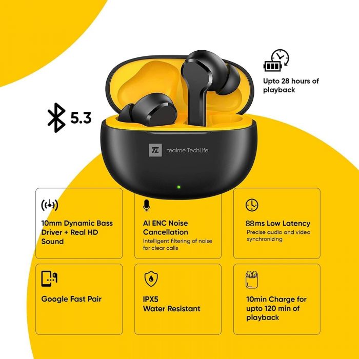 Bluetooth-гарнітура Realme TechLife Buds T100 Black_