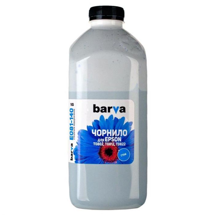 Чорнило Barva  EPSON T0812 (1410/P50/T50/R270/TX650) (Cyan) (E081-140) 1000 г