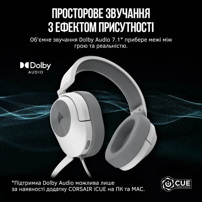 Гарнiтура Corsair HS55 Surround Headset White (CA-9011266-EU)