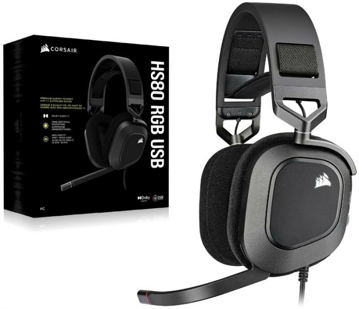 Гарнiтура Corsair HS80 RGB USB Headset Carbon (CA-9011237-EU)