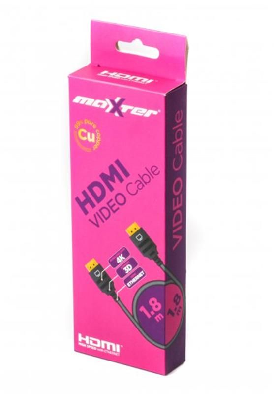 Кабель Maxxter (VB-HDMI4-6) HDMI-HDMI, M/M, v1.4, 1.8м, чорний