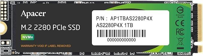 Накопичувач SSD 1TB Apacer AS2280P4X M.2 PCIe 3.0 3D TLC (AP1TBAS2280P4X-1)