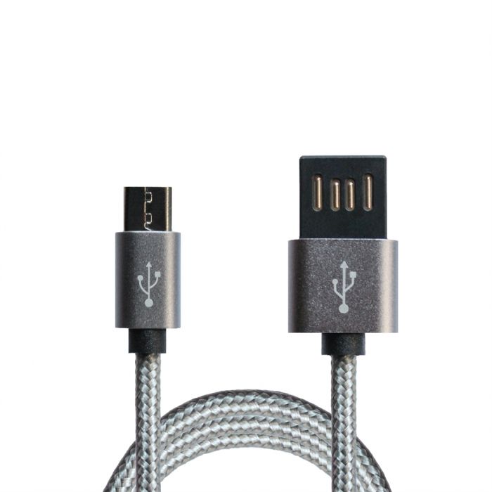 Кабель Grand-X USB-microUSB 1м, Grey/Black (FM02)