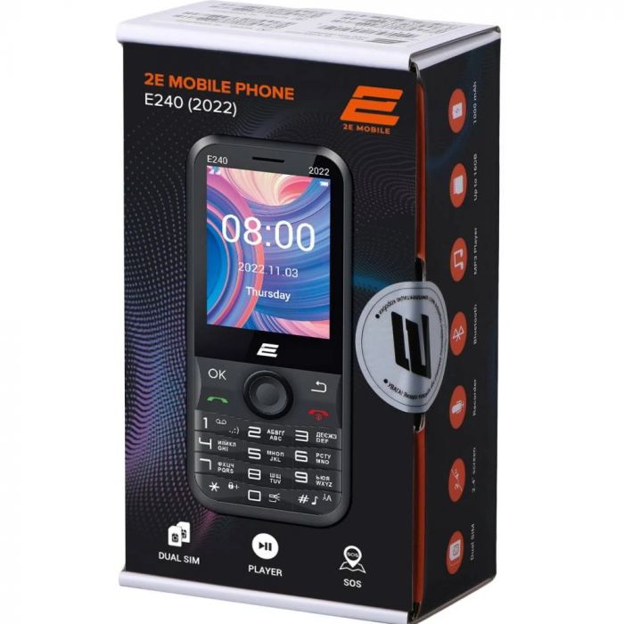 Мобiльний телефон 2E E240 2022 Dual Sim Black (688130245159)