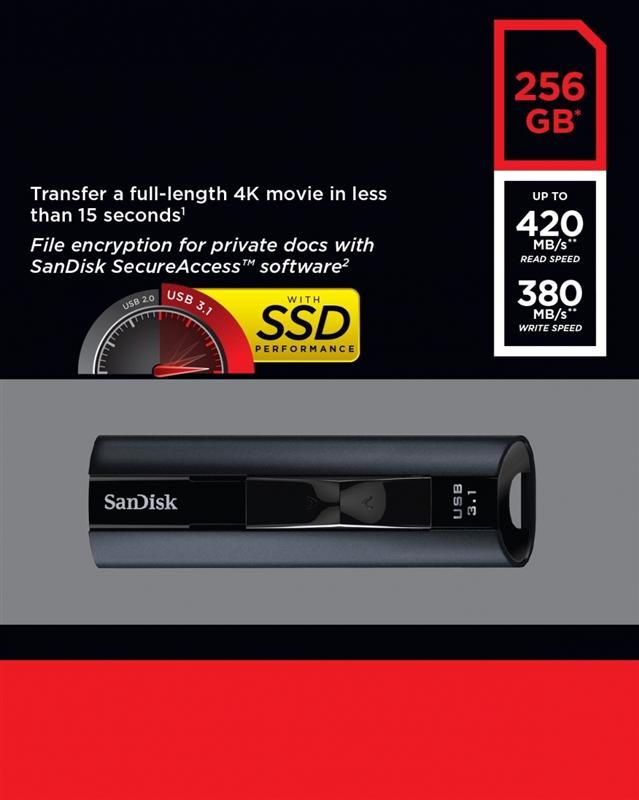 Флеш-накопичувач USB3.2 256GB SanDisk CZ880 Black (SDCZ880-256G-G46)