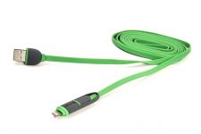 Кабель PowerPlant Quick Charge Flat USB2.0-MicroUSB-Lightning, 2м Green (CA910502)