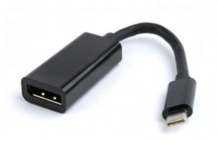 Адаптер Cablexpert USB Type-C - DisplayPort (M/F), 0.15 м, чорний (A-CM-DPF-01) 