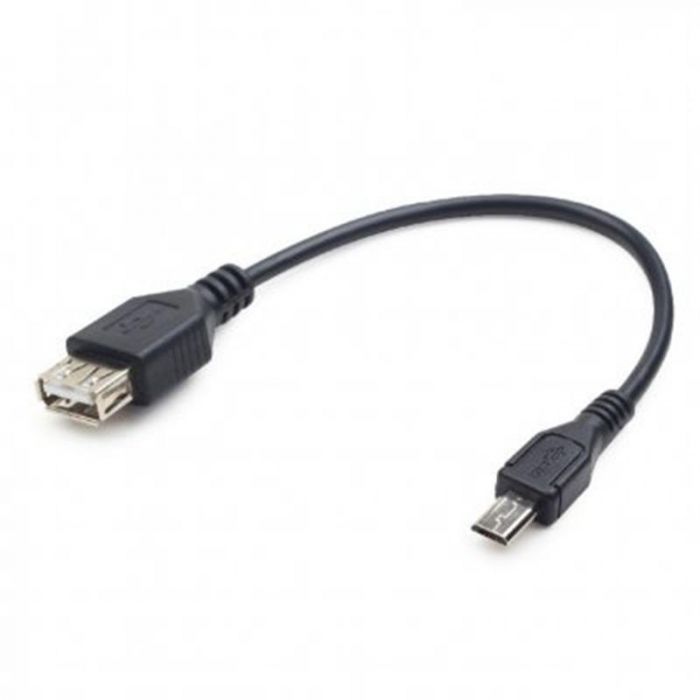 Кабель Cablexpert USB - micro USB (F/M), 0.15 м, черный (A-OTG-AFBM-03)