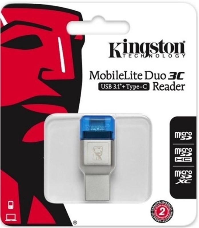 Картрідер Kingston MobileLite Duo 3C Dual Interface USB3.1 Type-A and Type-C microSD (FCR-ML3C) Metall Casing