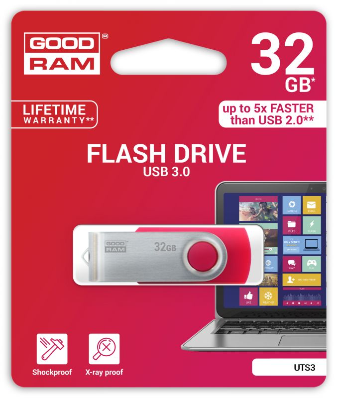 Флеш-накопичувач USB3.0 32GB GOODRAM UTS3 (Twister) Red (UTS3-0320R0R11)
