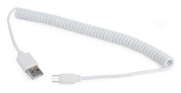Кабель Cablexpert (CC-mUSB2C-AMBM-6-W) USB 2.0 - Micro B, 1.8м, спіральний, білий