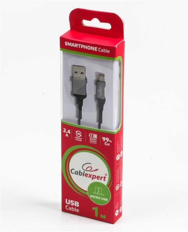 Кабель Cablexpert (CCPB-M-USB-09BK) USB 2.0 A - microUSB, премиум, 1м, чорний