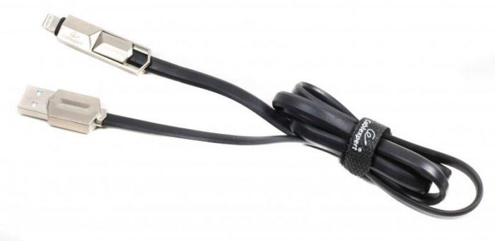 Кабель Cablexpert USB - Lightning + micro USB (M/M), преміум, плоский, 1 м, чорний (CCPB-ML-USB-05BK)