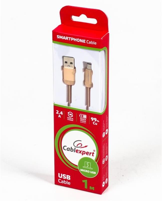 Кабель Cablexpert (CCPB-M-USB-08G) USB 2.0 A - microUSB, преміум, 1м, золотистий