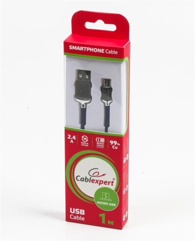 Кабель Cablexpert (CCPB-M-USB-07B) USB 2.0 A - microUSB, преміум, 1м, синій