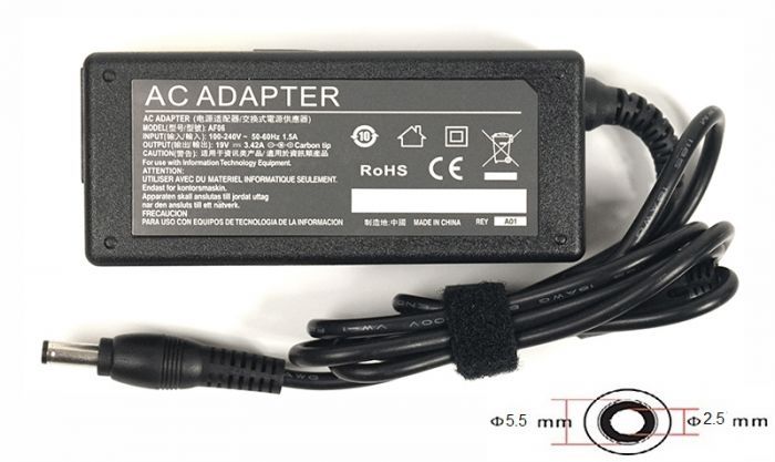 Блок живлення PowerPlant для ноутбуків Acer, Asus 220V, 19V 65W 3.42A 5.5х2.5мм (AC65F5525)