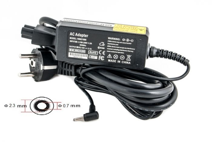 Блок живлення PowerPlant для ноутбука Asus 220V, 19V 40W 2.1A, 2.3х0.7мм (AS40F2307)