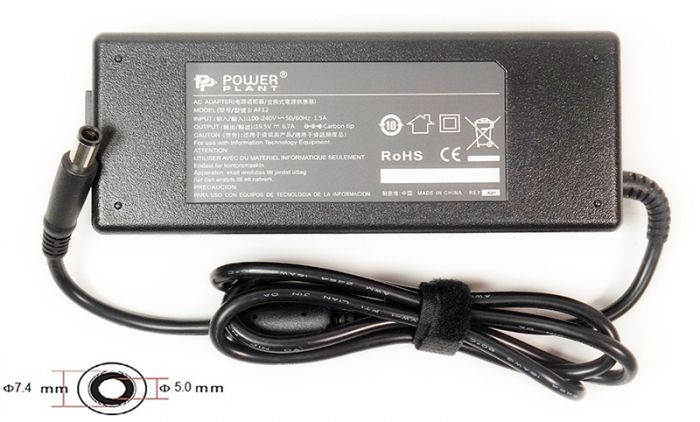 Блок живлення PowerPlant для ноутбука Dell 220V, 19.5V 130W 6.7A, 7.4х5.0мм (DL130G7450)