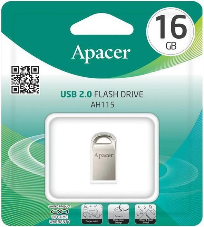 Флеш-накопичувач USB 16GB Apacer AH115 Silver (AP16GAH115S-1)