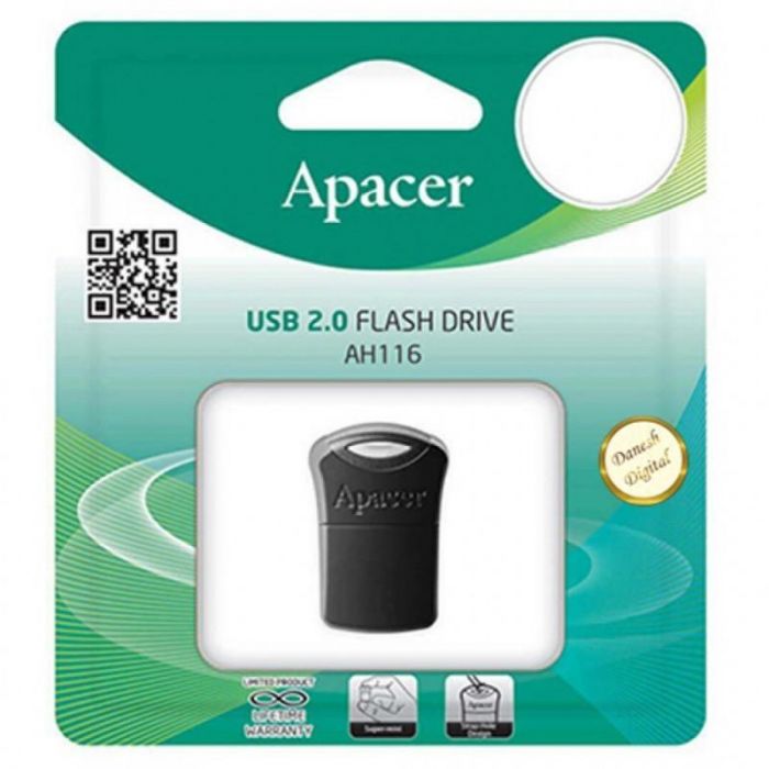 Флеш-накопичувач USB 16GB Apacer AH116 Black (AP16GAH116B-1)