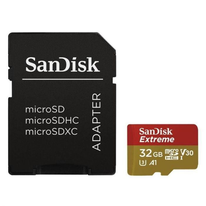 Карта пам`ятi MicroSDHC 32GB UHS-I/U3 Class 10 SanDisk Extreme A1 R100/W60MB/s + SD-adapter (SDSQXAF-032G-GN6MA)