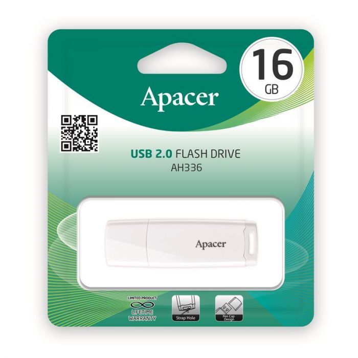 Флеш-накопичувач USB 16GB Apacer AH336 White (AP16GAH336W-1)