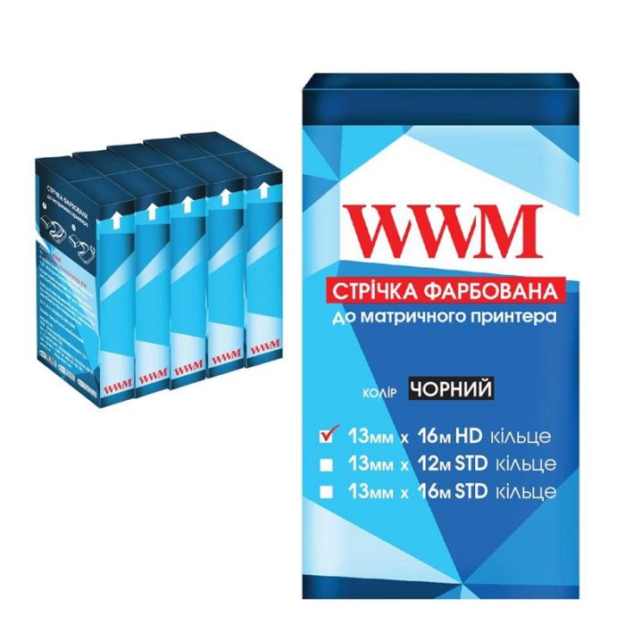 Стрічка WWM 13 mm*16 m Refill HD кольцо Black (R13.16H5) pack 5