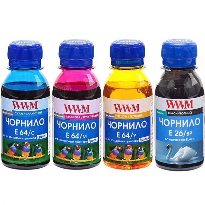 Комплект чорнил WWM для Epson L605/L4150/L1455 Пігментні/Водорозчинні 4х100г BP/C/M/Y (E26/64SET4-2)