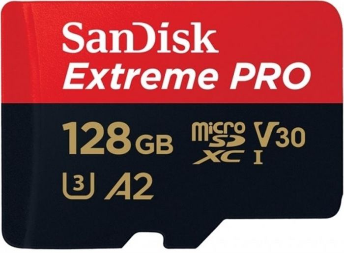 Карта пам`яті MicroSDXC 128GB UHS-I/U3 Class 10 SanDisk Extreme Pro A2 R170MB/s + SD-адаптер (SDSQXCY-128G-GN6MA)