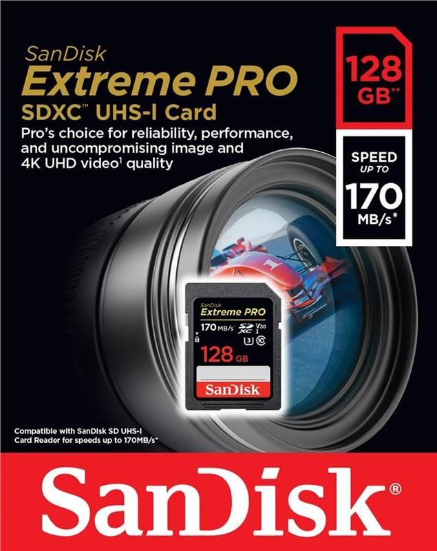 Карта пам`яті SDXC 128GB UHS-I/U3 Class 10 SanDisk Extreme Pro R170/W90MB/s (SDSDXXY-128G-GN4IN)