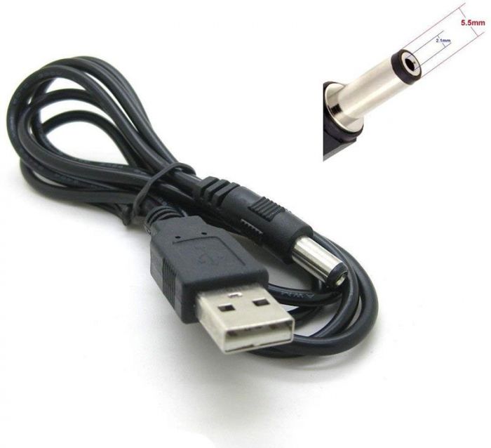Кабель PowerPlant (CA911356) USB 2.0 AM - DC 5.5x2.1, 1 м, чорний