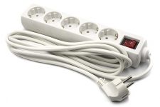 Фільтр живлення PowerPlant JY-1052/3 (PPSA08M30S5) 5 розеток, 3 м, білий, кульок
