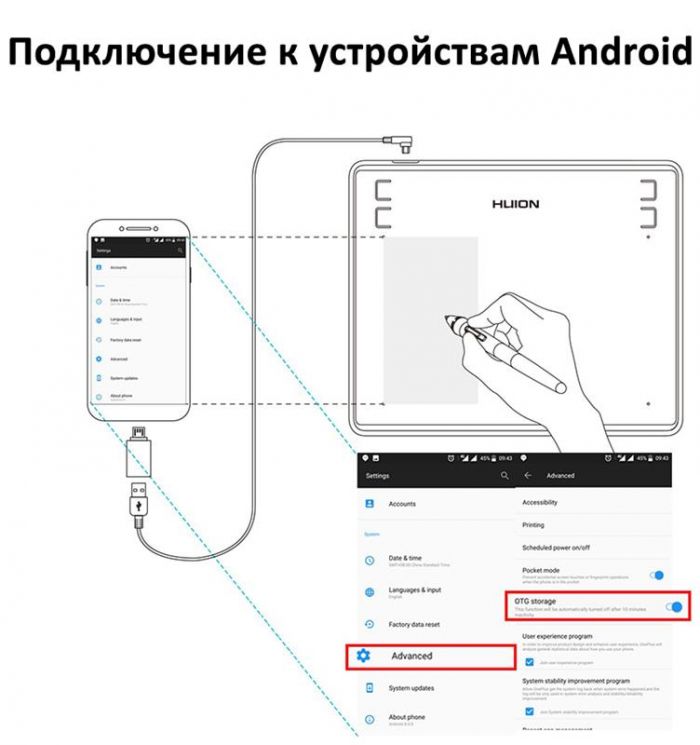 Графічний планшет Huion HS64 + рукавичка