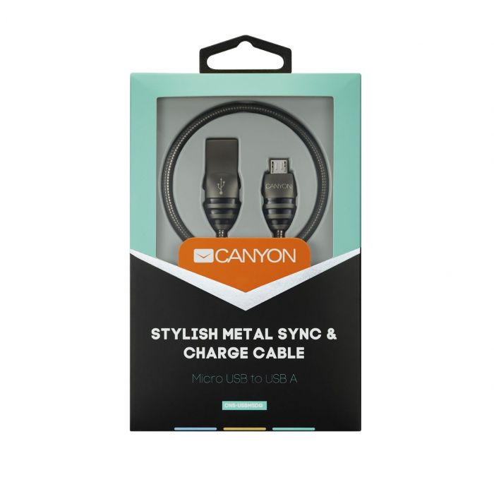 Кабель Canyon USB - micro USB (M/M), 1 м, Dark Grey (CNS-USBM5DG)
