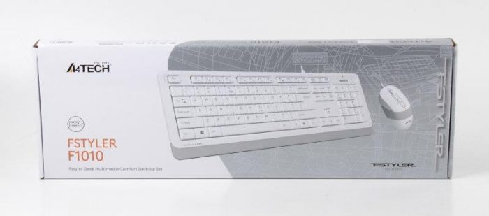 Комплект (клавіатура, мишка) A4Tech F1010 White USB