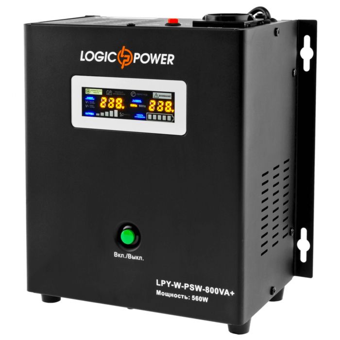 Джерело безперебійного живлення LogicPower LPY-W-PSW-800VA+ (560Вт)5A/15A, з правильною синусоїдою 12V, настінний