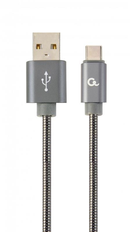 Кабель Cablexpert (CC-USB2S-AMCM-2M-BG) USB 2.0 A - USB Type-C, преміум, 2м, сірий