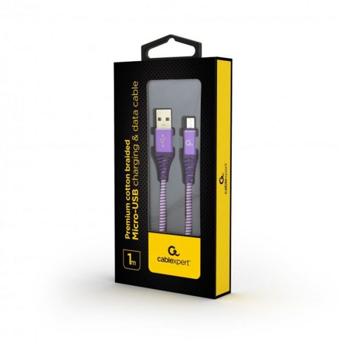 Кабель Cablexpert (CC-USB2B-AMmBM-1M-PW) USB 2.0 A - microUSB B, преміум, 1м, фіолетовий