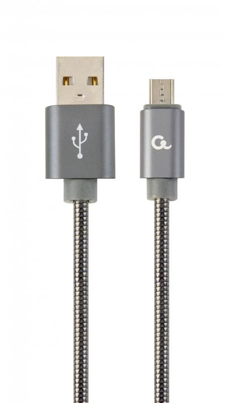 Кабель Cablexpert USB - micro USB V 2.0 (M/M), преміум, 1 м, сірий (CC-USB2S-AMmBM-1M-BG)