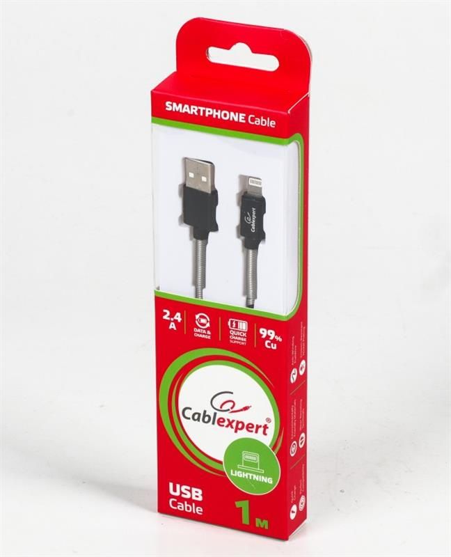 Кабель Cablexpert USB - Lightning (M/M), преміум, 2.4 А, 1 м, чорний (CCPB-L-USB-06BK)