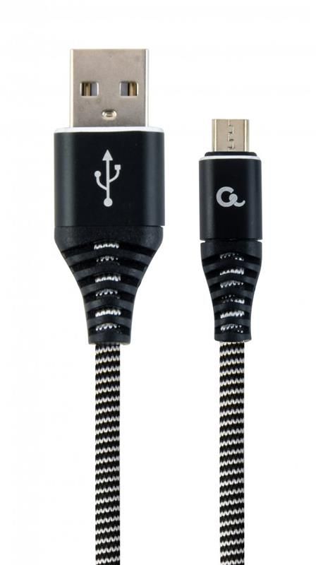 Кабель Cablexpert (CC-USB2B-AMmBM-2M-BW) USB 2.0 A - microUSB, 2.1А, преміум, 2м, чорний