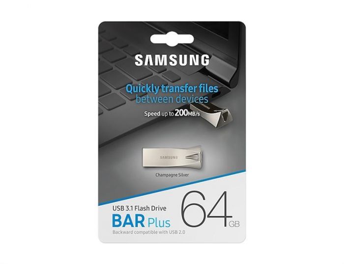 Флеш-накопичувач USB3.1 64GB Samsung Bar Plus Champagne Silver (MUF-64BE3/APC)