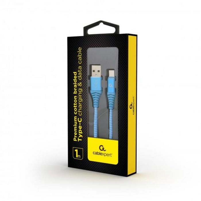 Кабель Cablexpert USB - USB Type-C V 2.0 (M/M), преміум, 1 м, блакитний (CC-USB2B-AMCM-1M-VW) 
