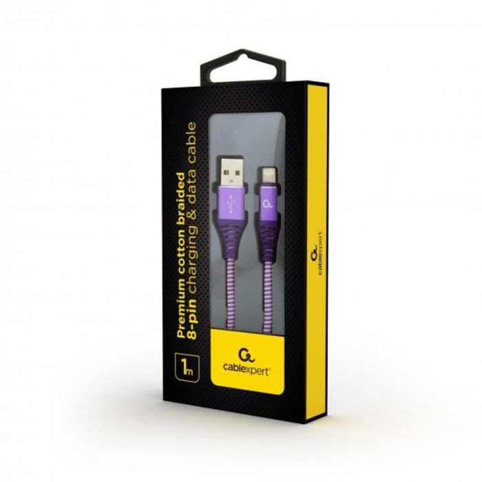 Кабель Cablexpert USB - Lightning (M/M), преміум, 1 м, фіолетовий (CC-USB2B-AMLM-1M-BW2)