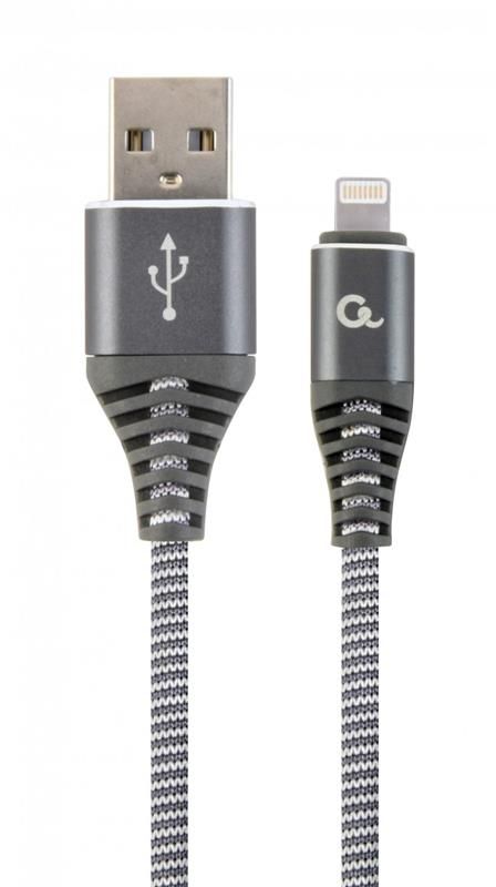 Кабель Cablexpert (CC-USB2B-AMLM-1M-WB2) USB 2.0 A - Lightning, преміум, 1м, сірий