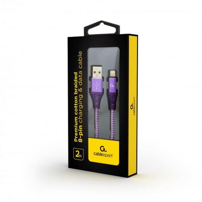 Кабель Cablexpert USB - Lightning, преміум (M/M), 2 м, фіолетовий (CC-USB2B-AMLM-2M-PW)