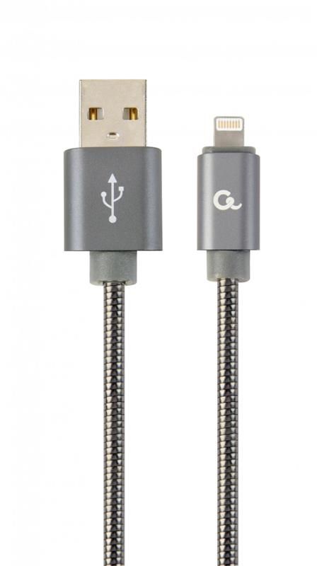 Кабель Cablexpert (CC-USB2S-AMLM-2M-BG) USB 2.0 A - Lightning, преміум, 2м, сірий