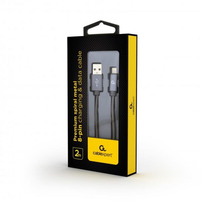 Кабель Cablexpert (CC-USB2S-AMLM-2M-BG) USB 2.0 A - Lightning, преміум, 2м, сірий