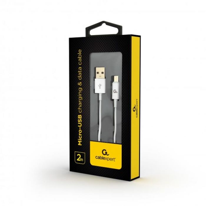 Кабель Cablexpert (CC-USB2P-AMmBM-2M-W) USB 2.0 A - microUSB B, преміум, 2м, белій